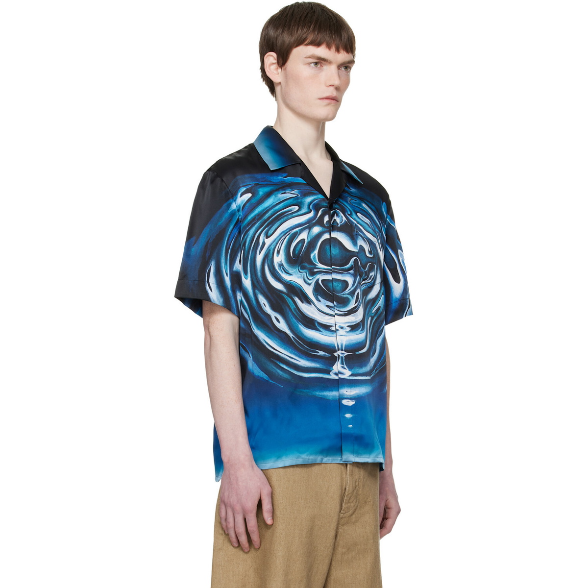 Casablanca Black & Blue Warped Logo Ripple Short Sleeve Shirt