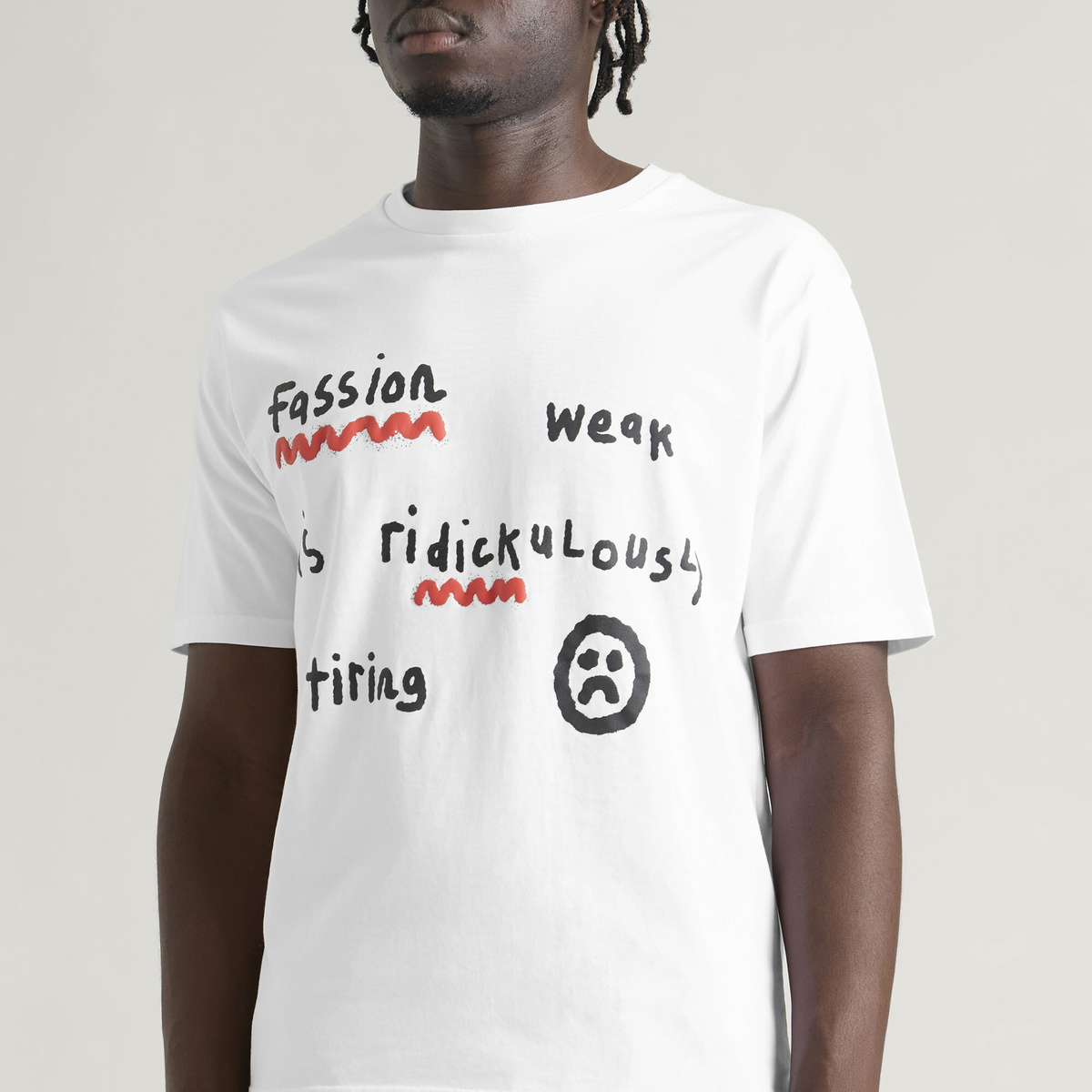 Navinder Nangla Ridickulously Tiring T-Shirt in White/Black/Red