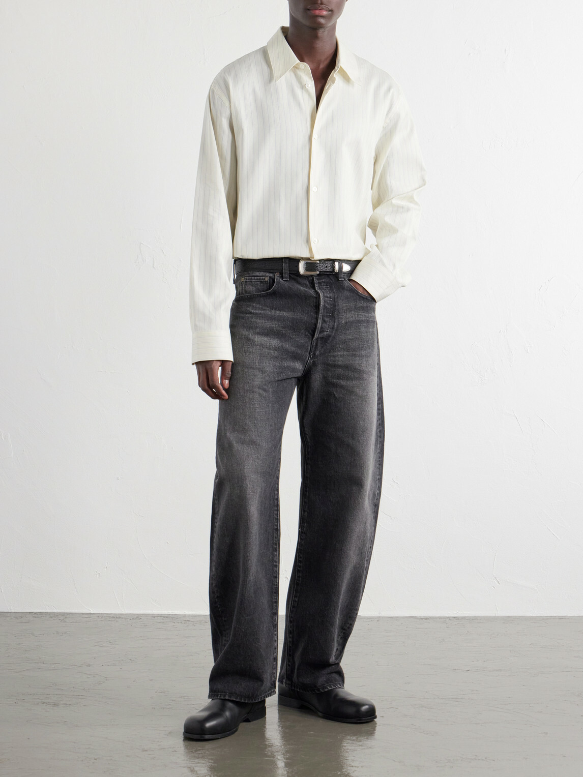 Studio Nicholson - View Striped Silk and Cotton-Blend Shirt - Neutrals