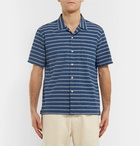 Universal Works - Camp-Collar Striped Cotton-Blend Shirt - Blue