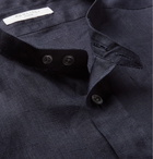 Boglioli - Grandad-Collar Linen Shirt - Men - Navy