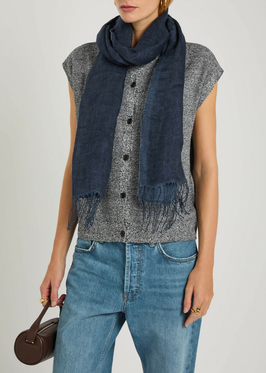 Eileen Fisher Two-tone Linen Scarf - Dark Blue - One Size