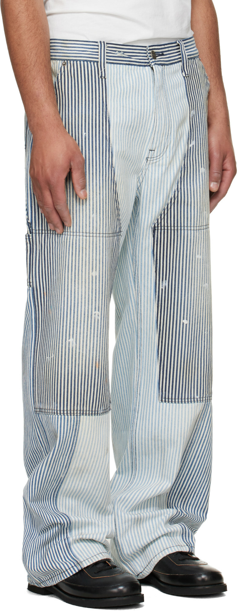 COÛT DE LA LIBERTÉ Blue & White Max Hickory Stripe Union Work Jeans