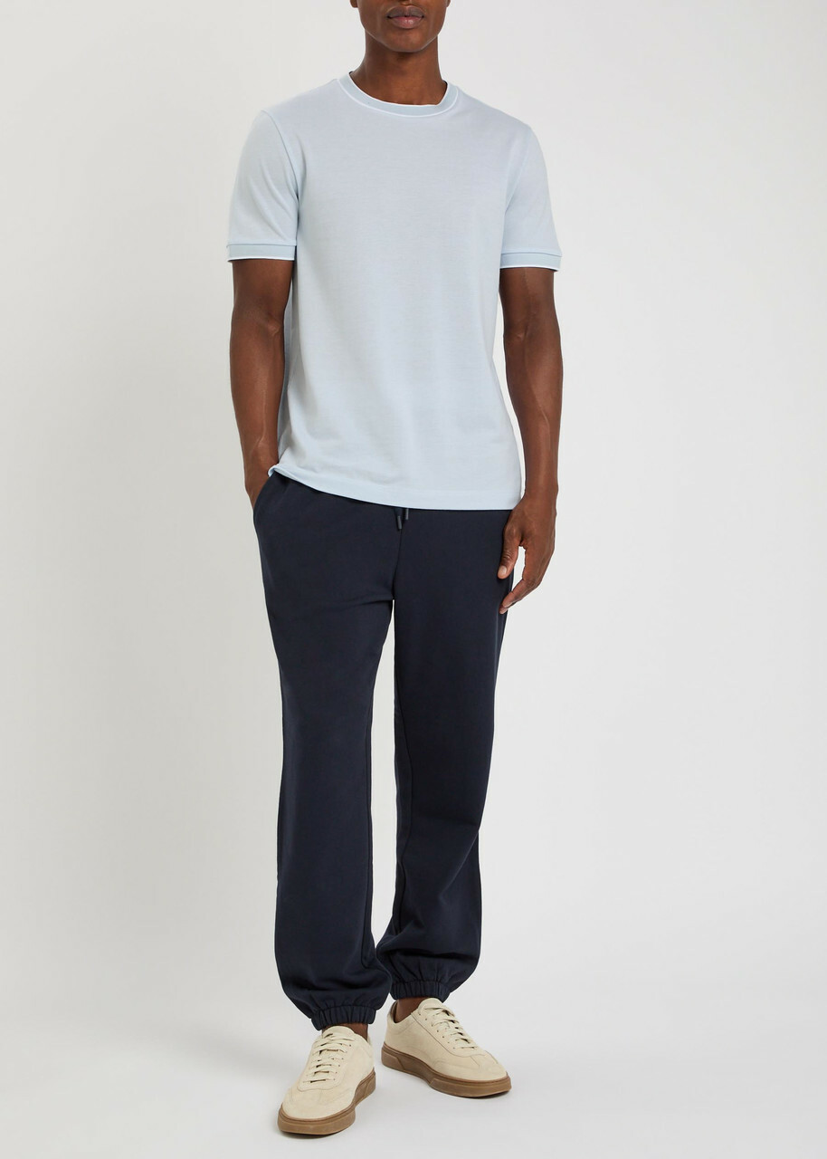 Boss Thompson Waffle Cotton T-shirt Blue