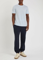 Boss Thompson Waffle Cotton T-shirt Blue