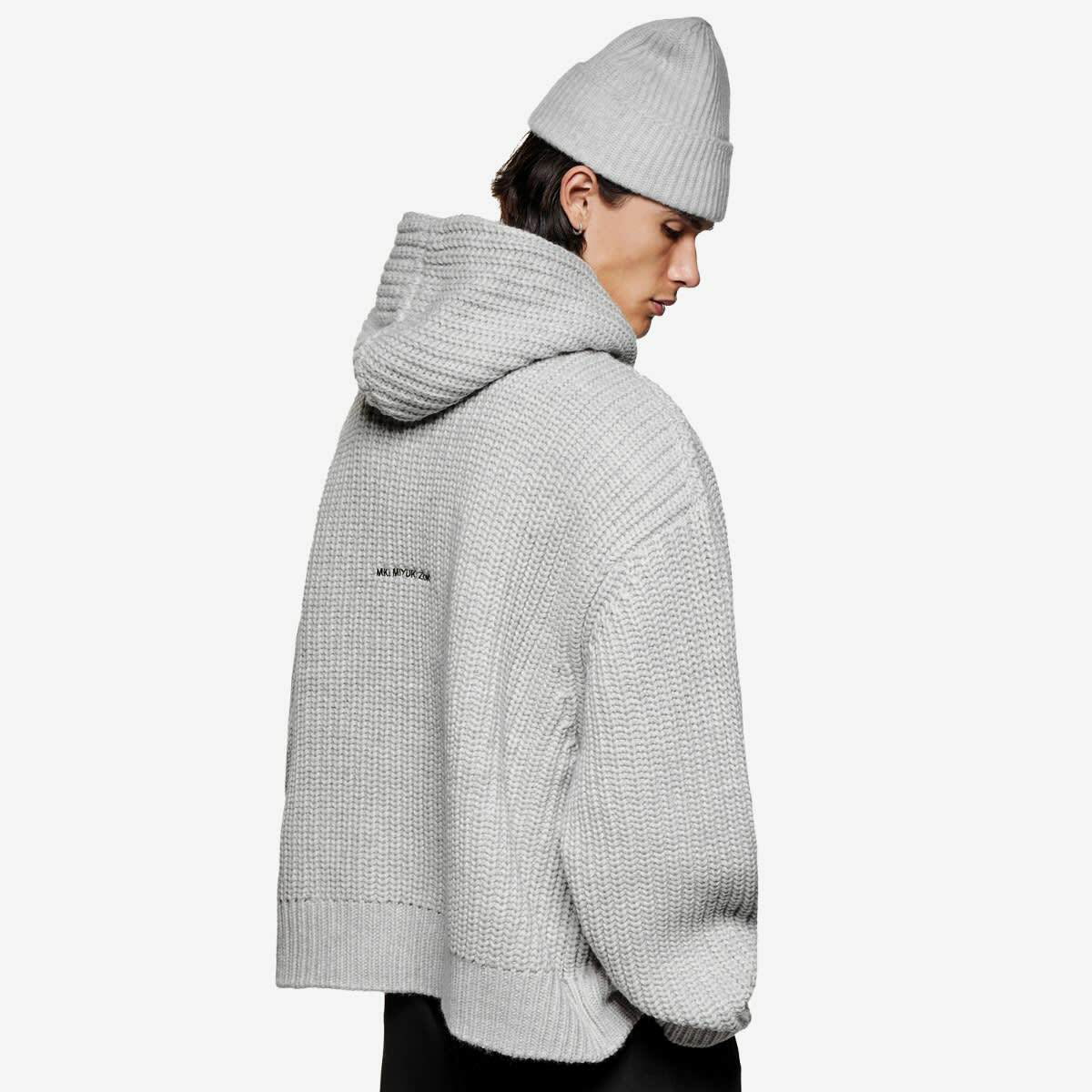 MKI Men's Chunky Rib Knit Hoodie in Grey MKI Miyuki-Zoku