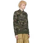 Givenchy Khaki Wool Floral Jacquard Sweater