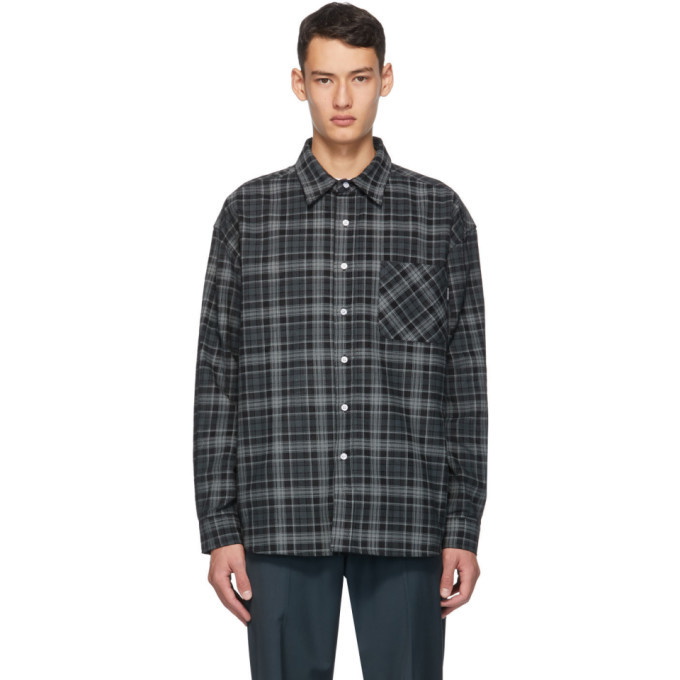 Photo: Noon Goons Black and Grey Corduroy Plaid Baseline Shirt