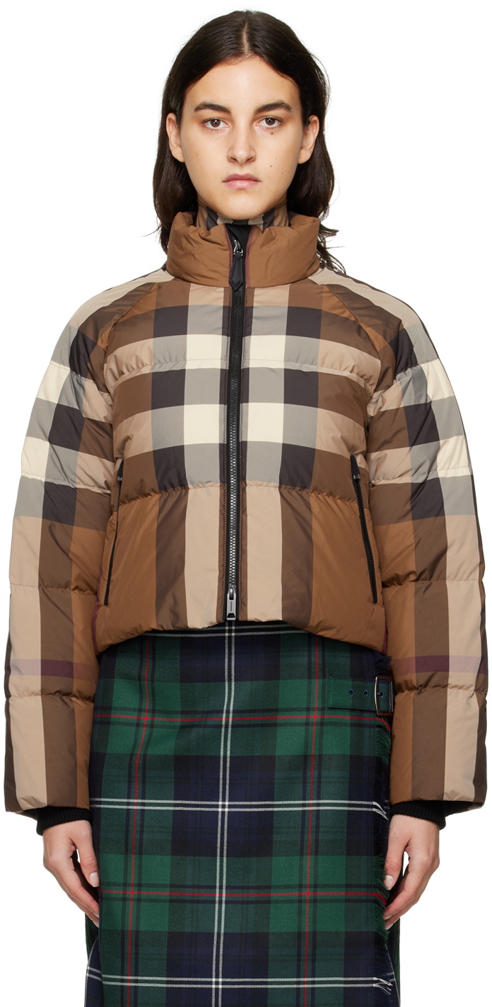 Burberry Brown Cropped Down Jacket Burberry