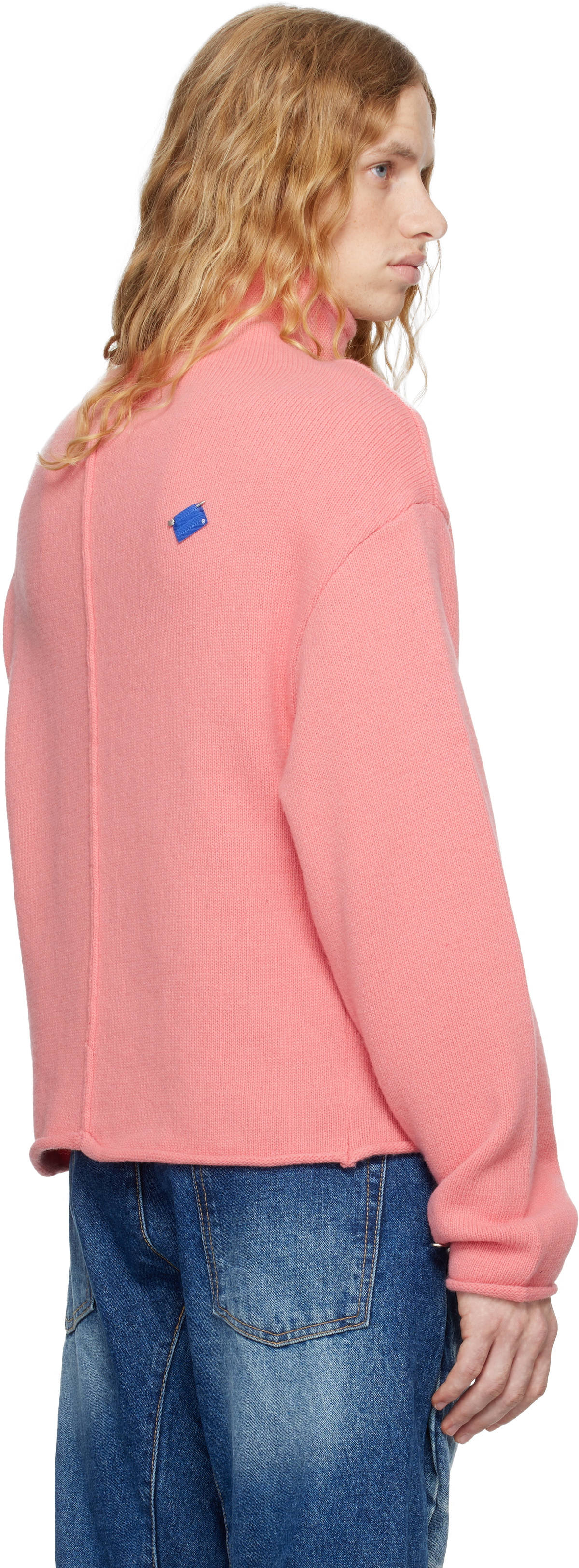 ADER error Pink Mock Neck Cardigan