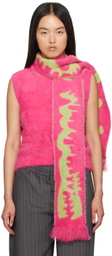 Charles Jeffrey LOVERBOY Pink Fluffy Scarf Vest