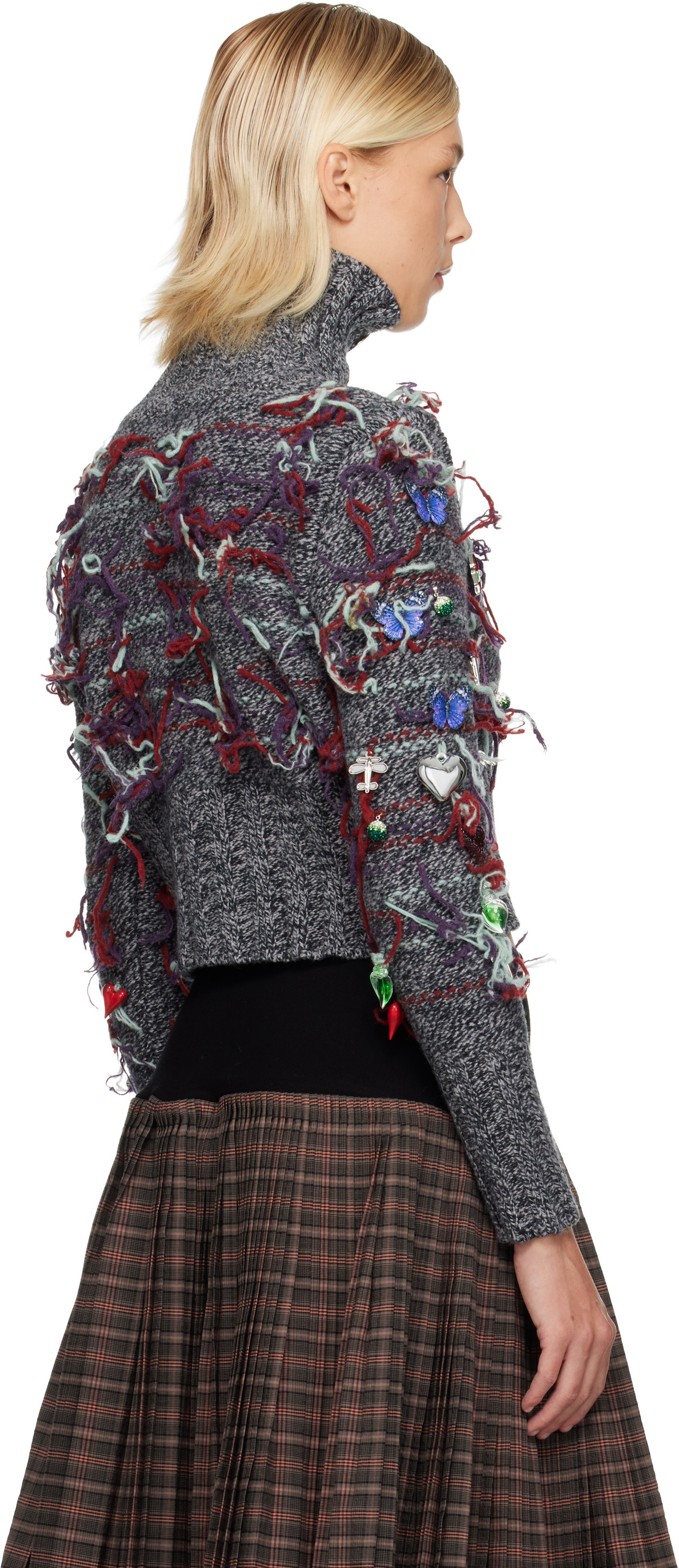Chopova Lowena Gray Washed Up Cardigan