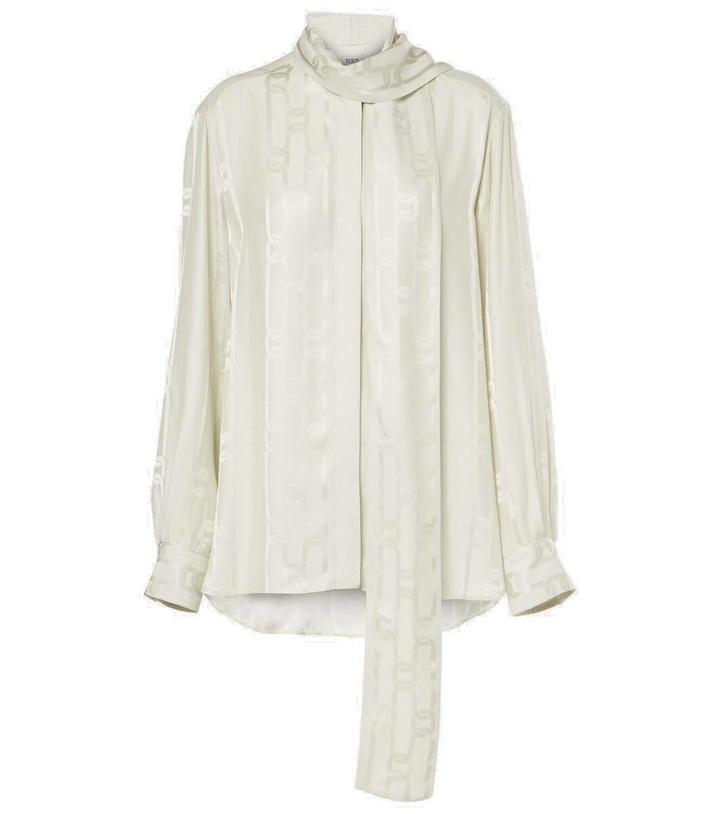 Photo: Tod's Scarf-detail satin jacquard blouse
