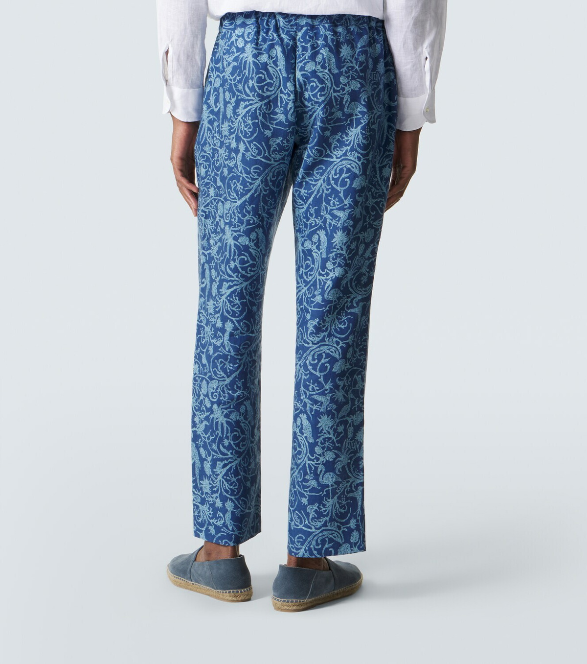 Kiton Printed linen straight pants