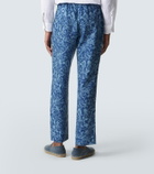 Kiton Printed linen straight pants