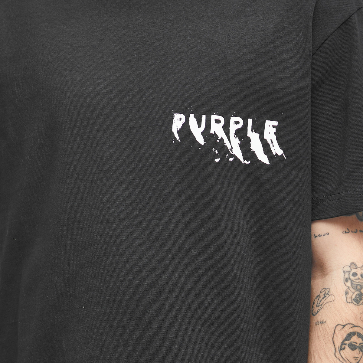 Purple Brand Heavy Jersey Distressed T-Shirt Black