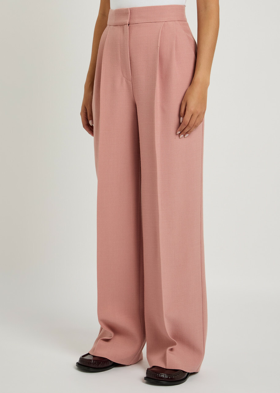Erdem Wide-leg Twill Trousers Light Pink