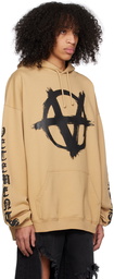 VETEMENTS Tan Double Anarchy Hoodie