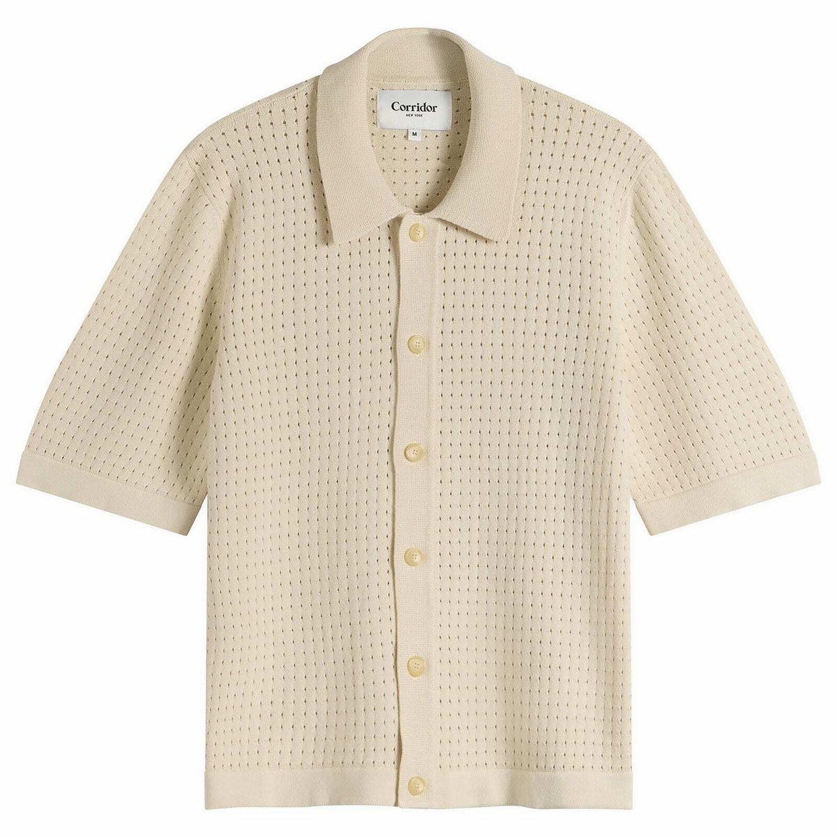 Corridor Men's Pointelle Knit Shirt in Natural