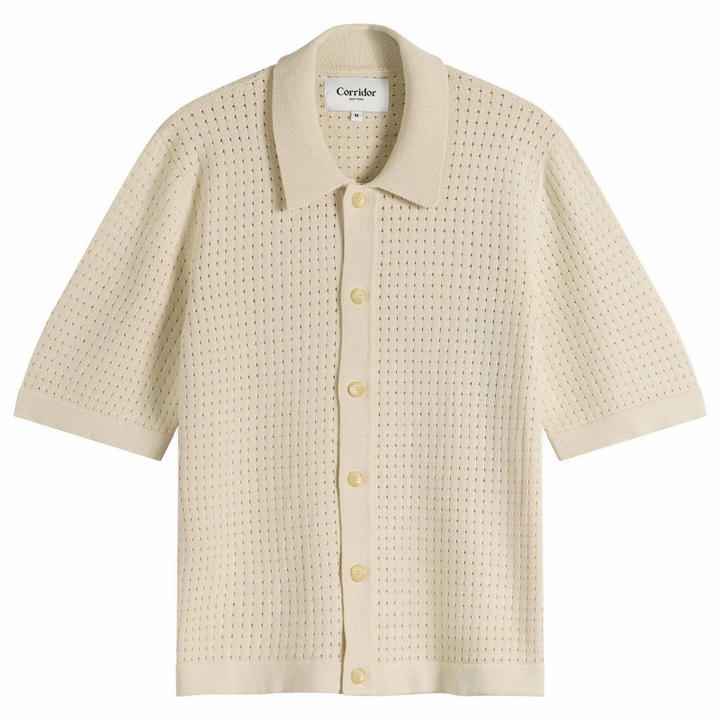 Photo: Corridor Men's Pointelle Knit Shirt in Natural