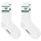 Wood Wood Men's Con Sock - 2 Pack in White/Green