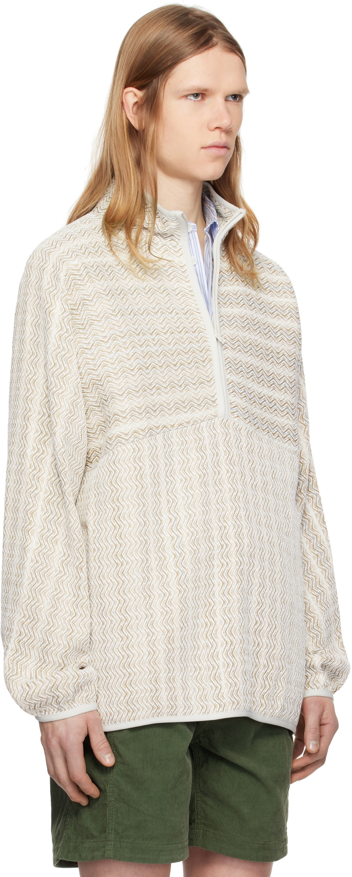 Pilgrim Surf + Supply Off-White Mosley Inlay Popover Sweater