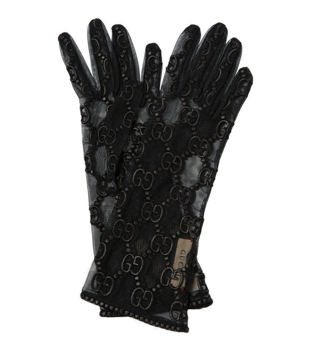 Gucci GG embroidered tulle gloves Gucci