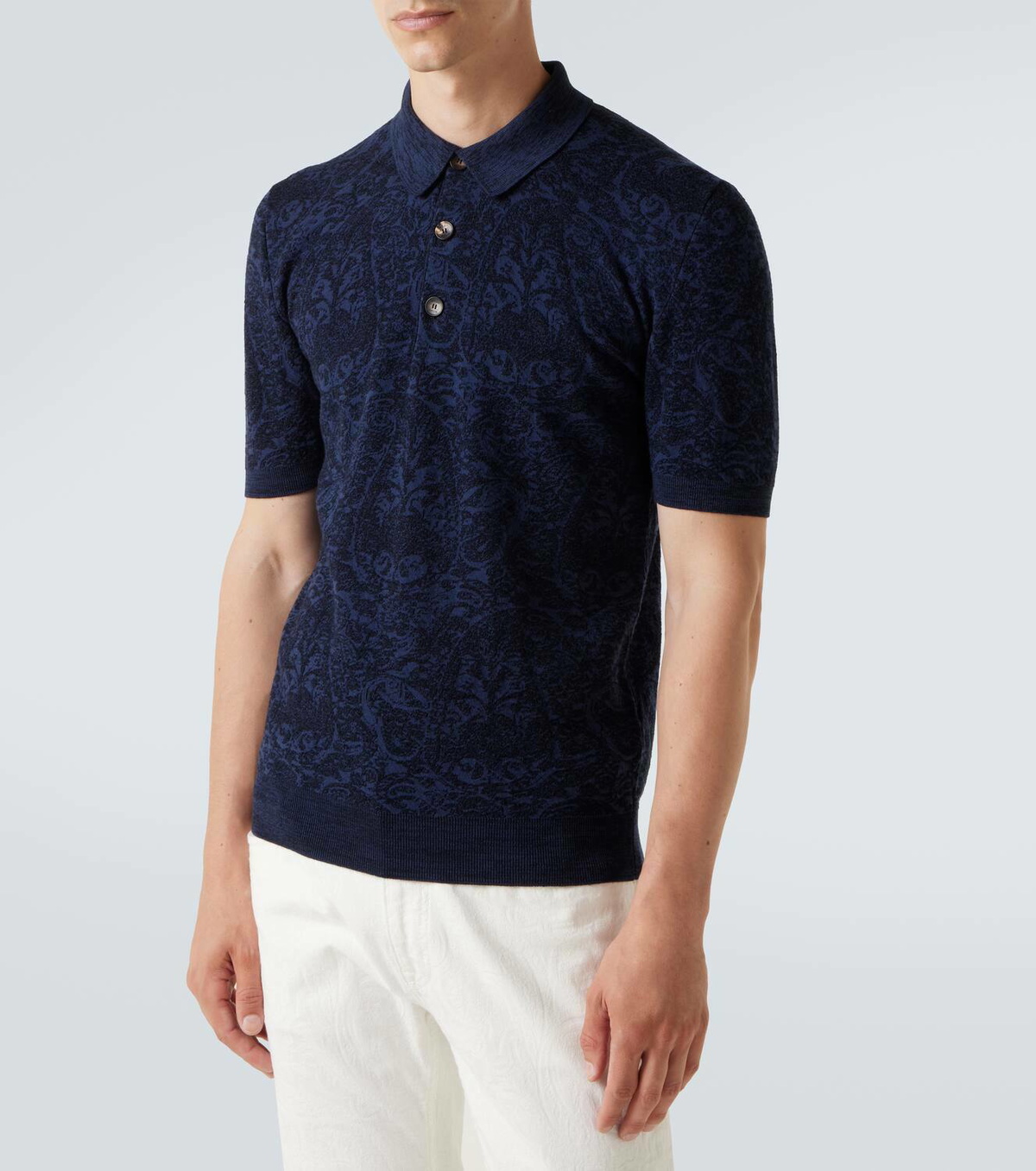 Etro Cotton and wool-blend jacquard polo sweater