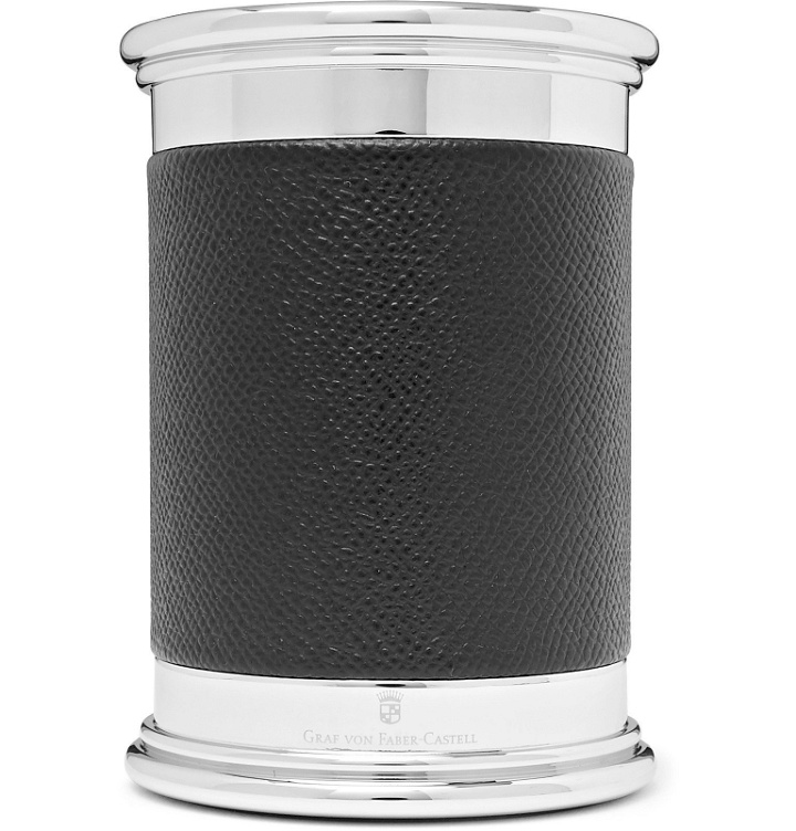 Photo: Graf von Faber-Castell - Epsom Textured-Leather and Silver-Tone Pencil Pot - Black