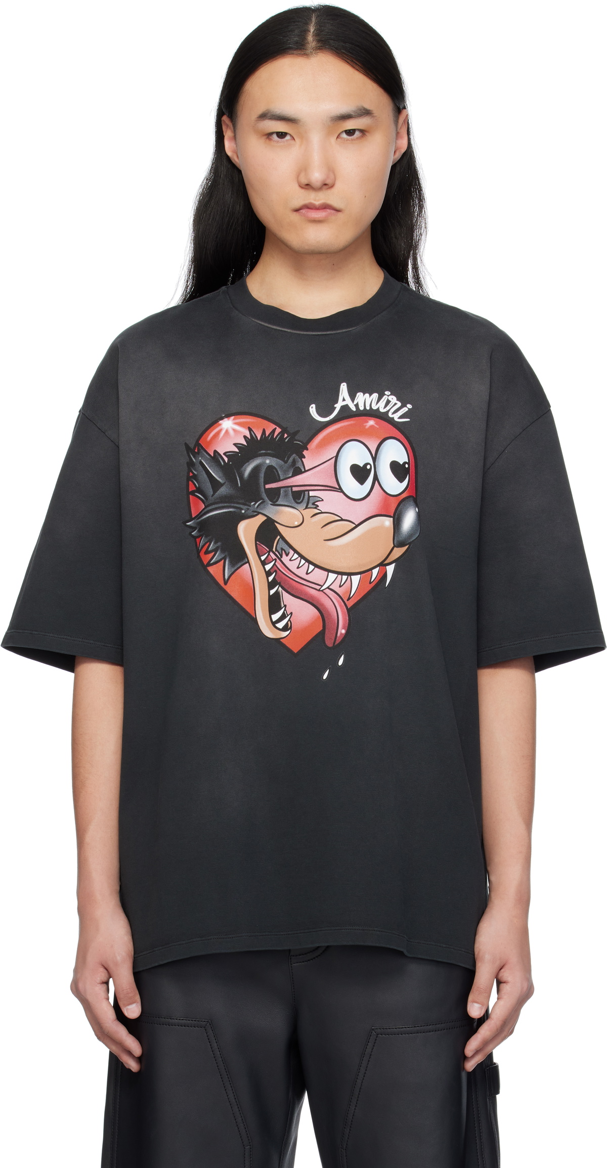 AMIRI: Black 'Hopeless Romantic' T-shirt | SSENSE