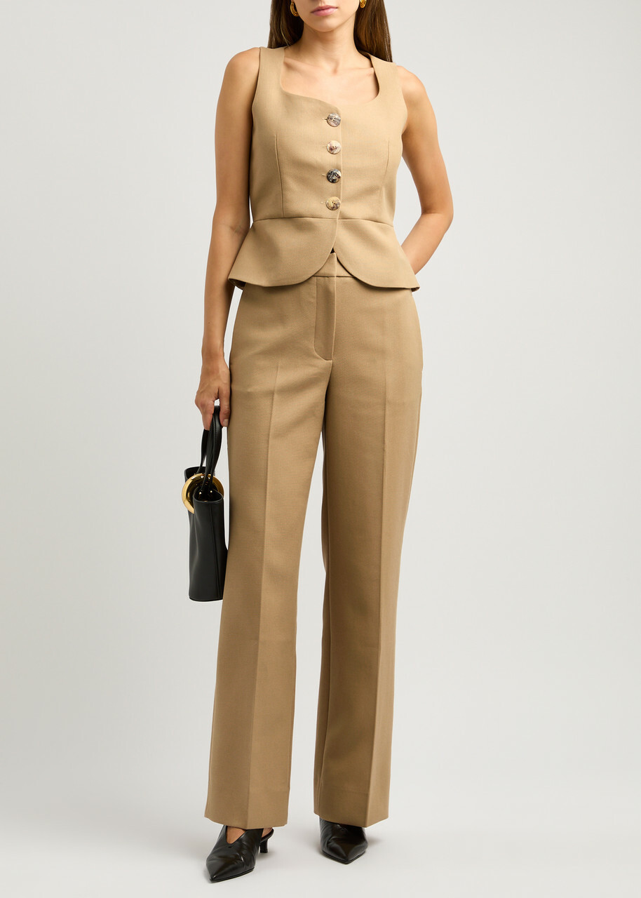 Rejina Pyo Cathy Straight-leg Cotton-blend Trousers Beige