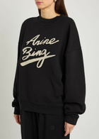 Anine Bing Miles Logo-appliquéd Cotton Sweatshirt Black