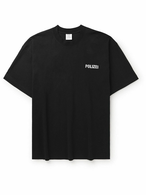 Photo: VETEMENTS - Poilzei Printed Cotton-Jersey T-Shirt - Black
