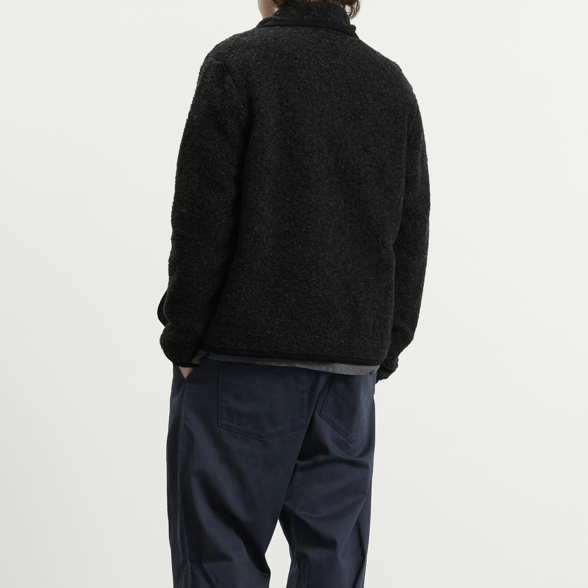 Universal Works Men's Bouclet Fleece Lancaster Jacket in Charcoal