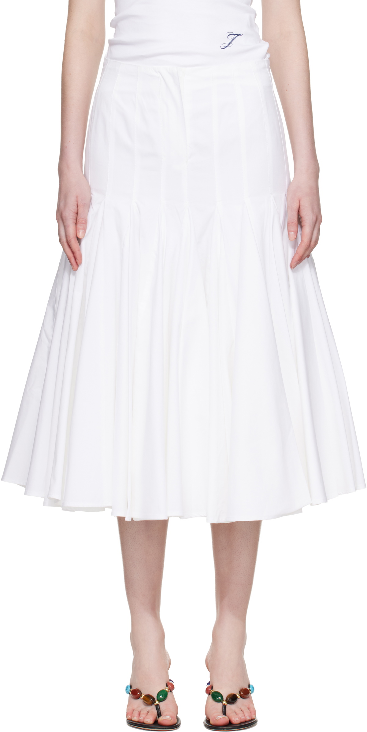 JACQUEMUS White Plage 'The Agave' Midi Skirt