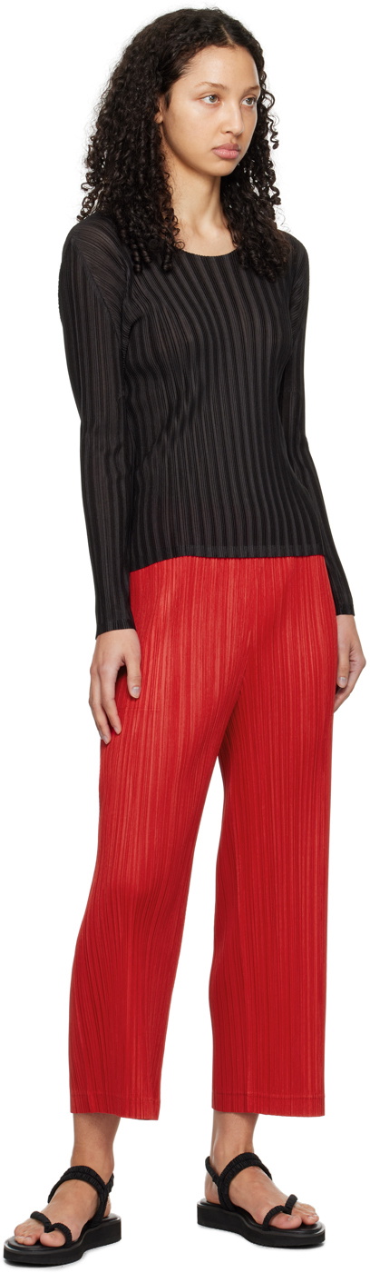 PLEATS PLEASE ISSEY MIYAKE Red Thicker Bottoms 1 Trousers Pleats
