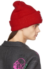 R13 Red Oversized Embroidery Beanie