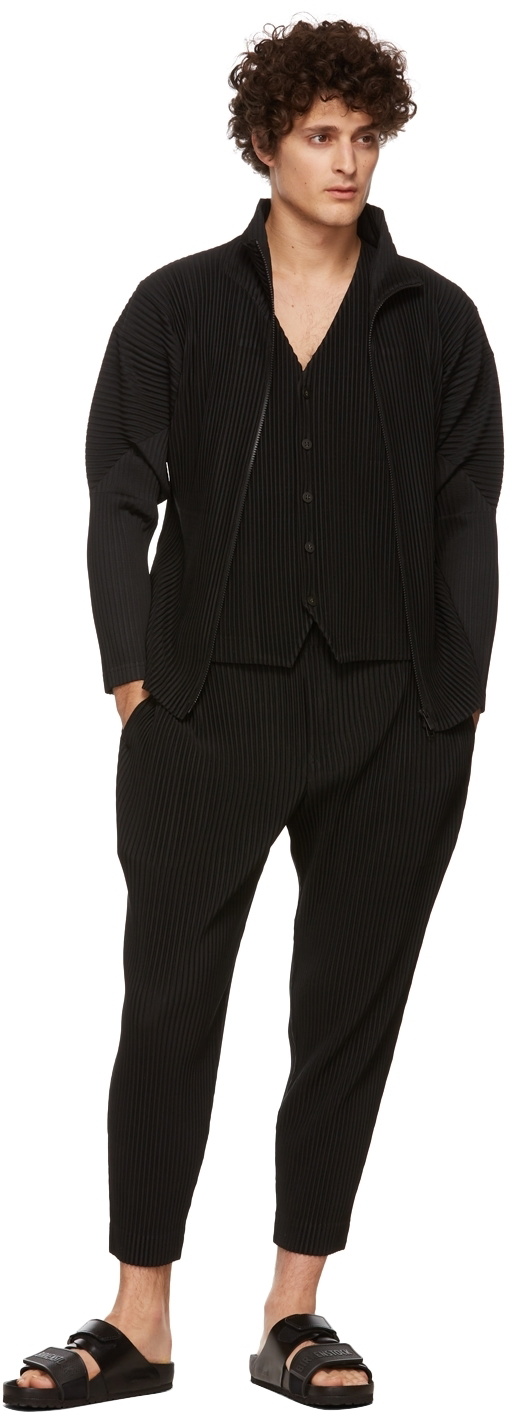 HOMME PLISSÉ ISSEY MIYAKE Black Basics Zip-Up Jacket Homme