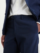 De Petrillo - Straight-Leg Cotton-Seersucker Suit Trousers - Blue