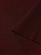 TOM FORD - Ribbed Silk Rollneck Sweater - Burgundy