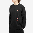 Comme des Garçons Play Men's Long Sleeve 4 Heart T-Shirt in Black