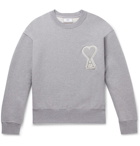 AMI - Logo-Appliquéd Loopback Cotton-Jersey Sweatshirt - Gray