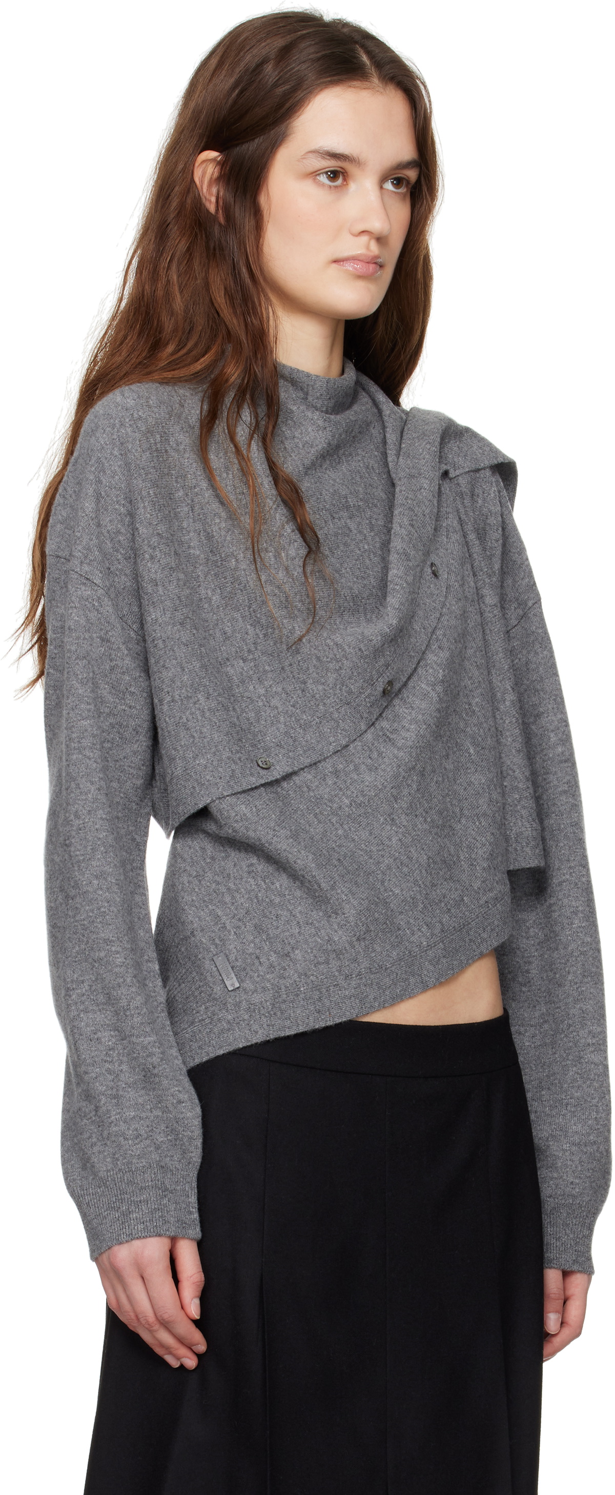 Juun.J Gray Waist Twist Cardigan