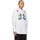 Valentino White Embroidered Band Collar Shirt