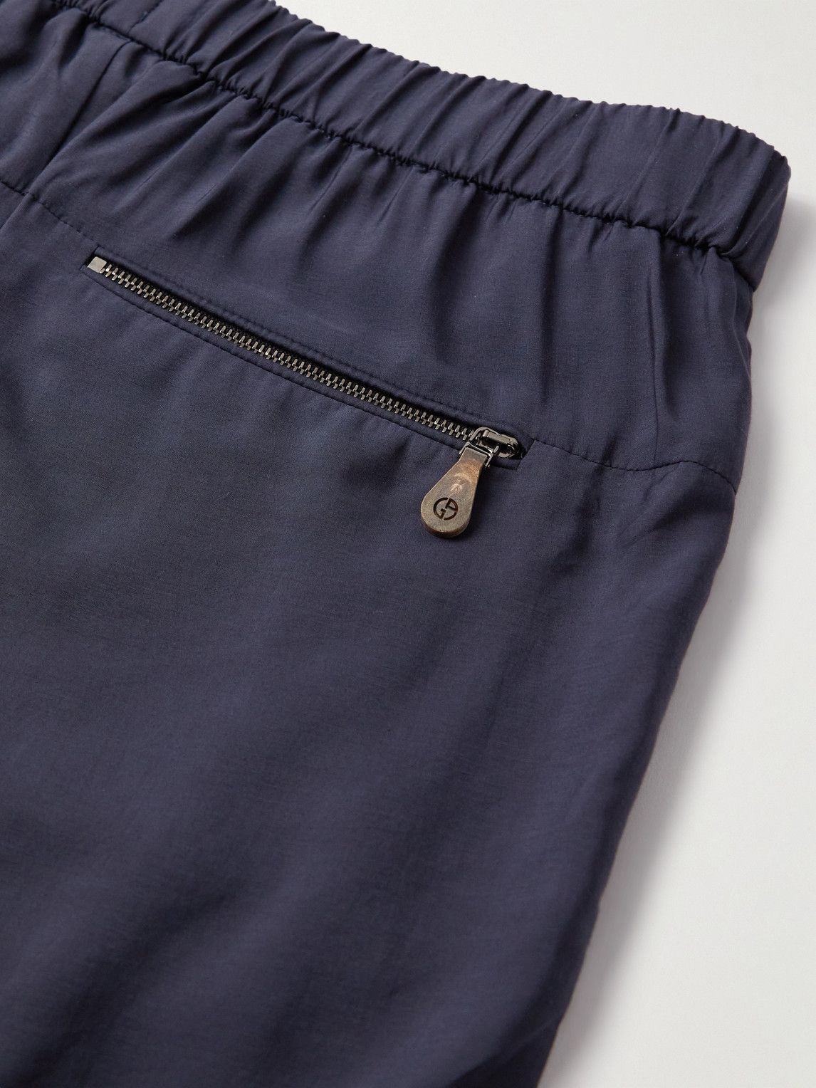 Giorgio Armani - Straight-Leg Lyocell and Silk-Blend Drawstring Trousers -  Blue Giorgio Armani