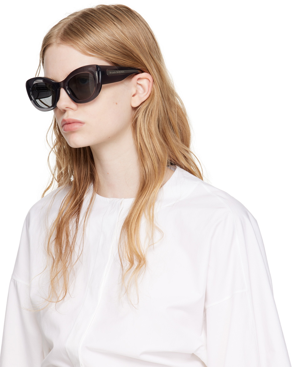 Alexander McQueen Gray Cat-Eye Sunglasses