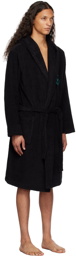 Emporio Armani Black Embroidered Bath Robe