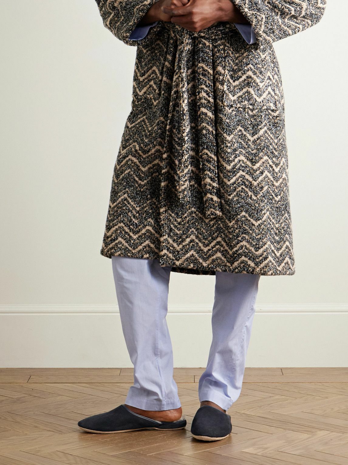 Derek Rose - Shearling-Lined Suede Slippers - Blue