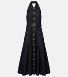 Self-Portrait Halterneck denim midi dress