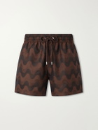 Frescobol Carioca - Rio Straight-Leg Printed Jacquard Swim Shorts - Brown